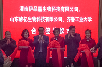 渭南伊品嘉生物科技有限公司、山东酵亿生物科技有限公司、齐鲁工业大学刘新利教授三方成功签约合作